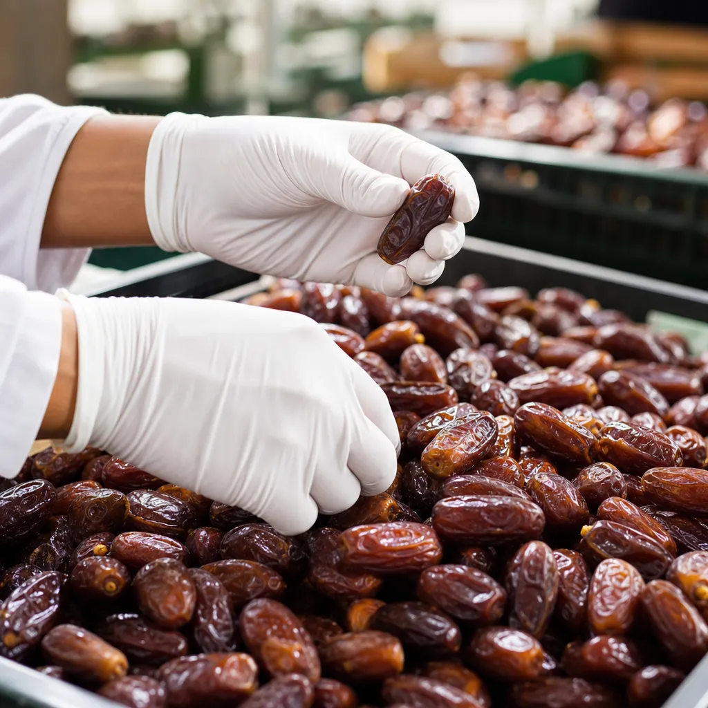 Proses sortir dan pemeriksaan mutu kurma premium di gudang Kurma Barari