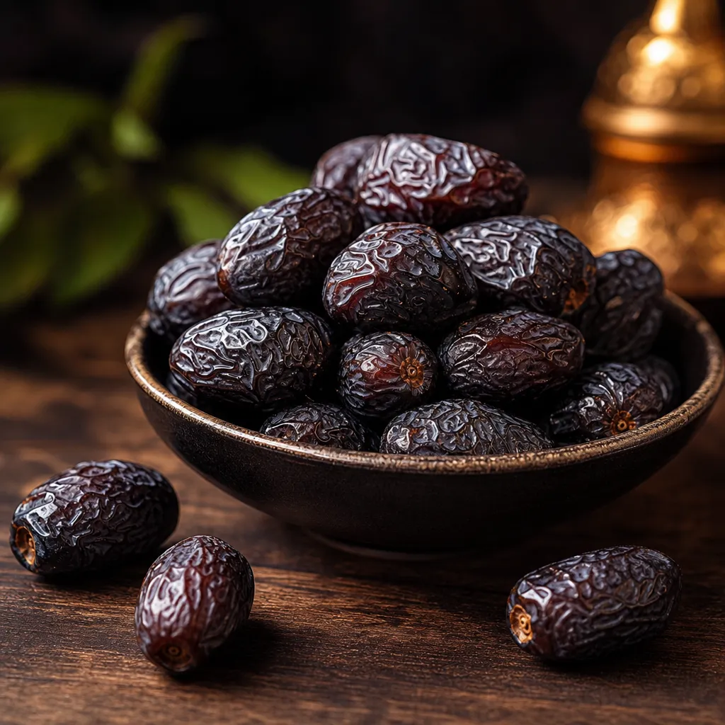 Kurma Ajwa premium dari Madinah, Arab Saudi, bertekstur lembut