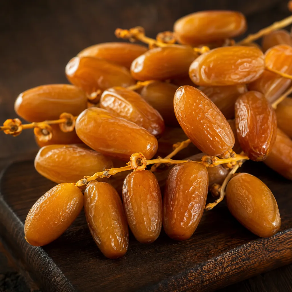 Kurma Deglet Nour Tunisia premium bertangkai, kering dan elegan